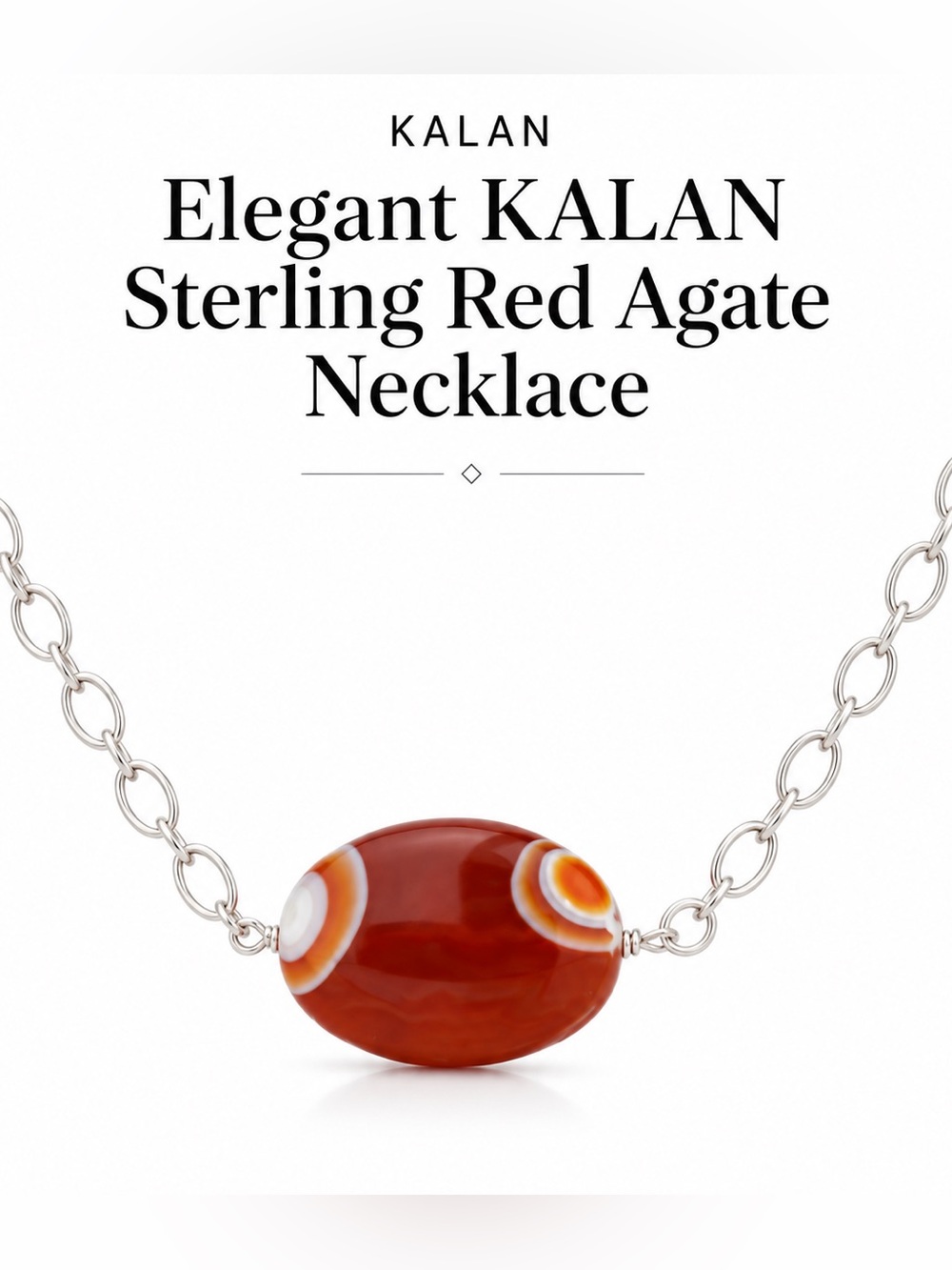 Elegant KALAN Sterling Red Agate Necklace